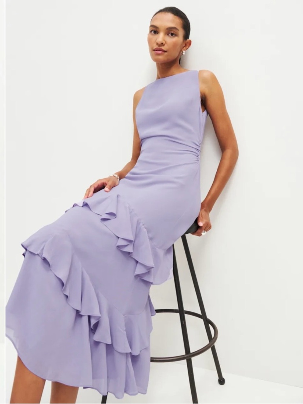 Reformation Magnus Lilac Ruffle Midi Dress - Women